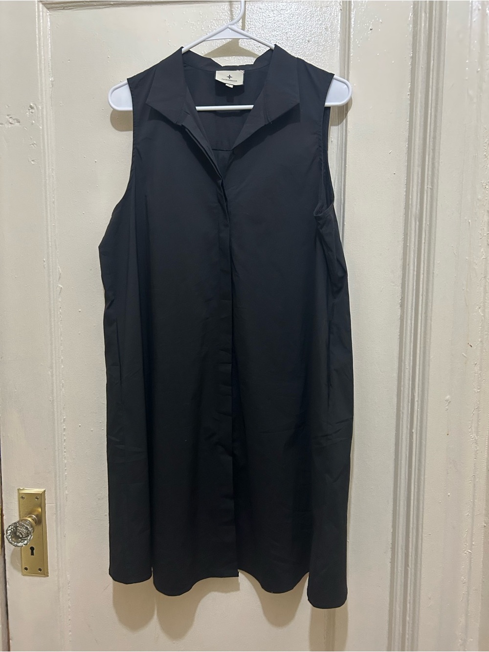 NWOT Tuckernuck Sleeveless Black Collared Shift Mini Cotton Dress Sz L